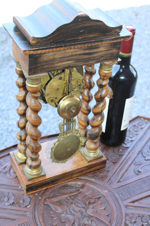 Antique Napoleon III wood inlay clock