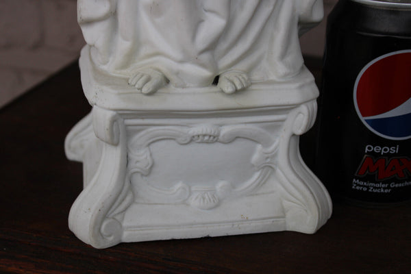 Antique large french bisque porcelain madonna child statue figurine religious
