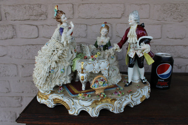 LARGE german unterweissbach marked porcelain group statue concert