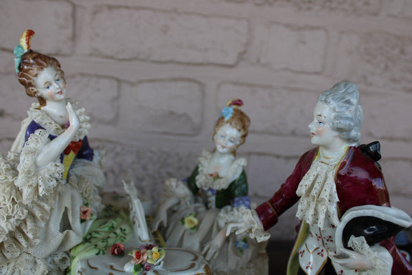 LARGE german unterweissbach marked porcelain group statue concert