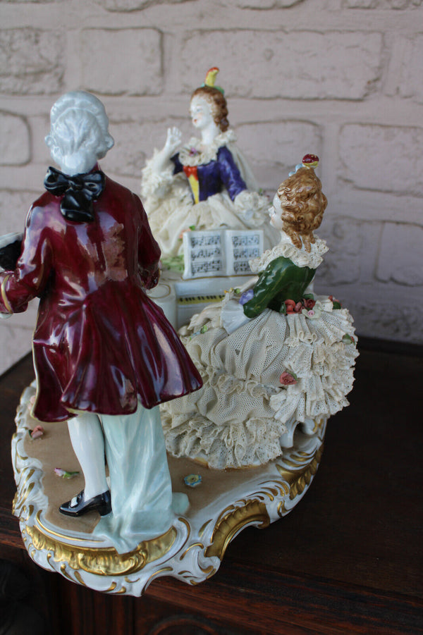 LARGE german unterweissbach marked porcelain group statue concert