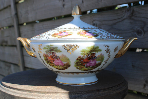 German bavaria porcelain marked Victorian scenes bowl tureen