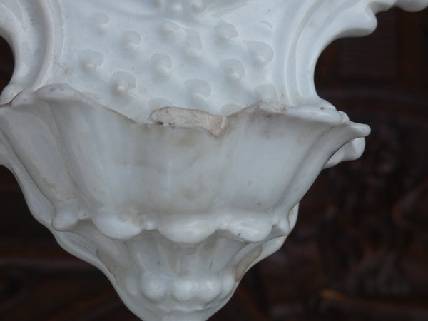 Antique Vieux paris porcelain jesus portrait holy water font plaque