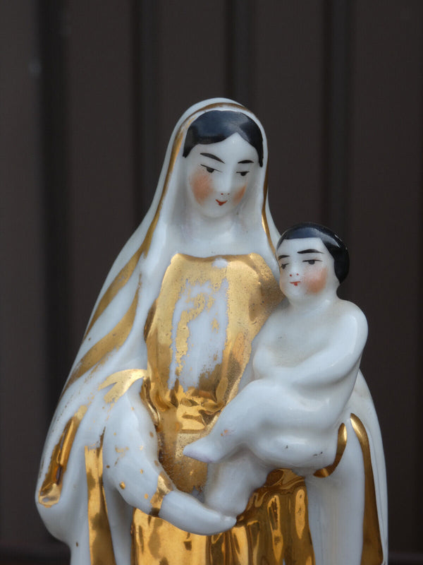 Antique Vieux paris porcelain madonna religious figurine statue