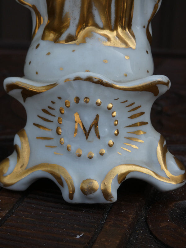 Antique Vieux paris porcelain madonna religious figurine statue