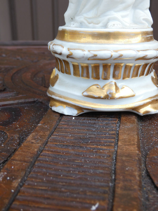 Antique Vieux paris porcelain bisque madonna religious figurine statue