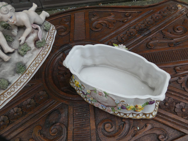 Rare Italian Bassano marked porcelain box putti cherub portrait medaillons