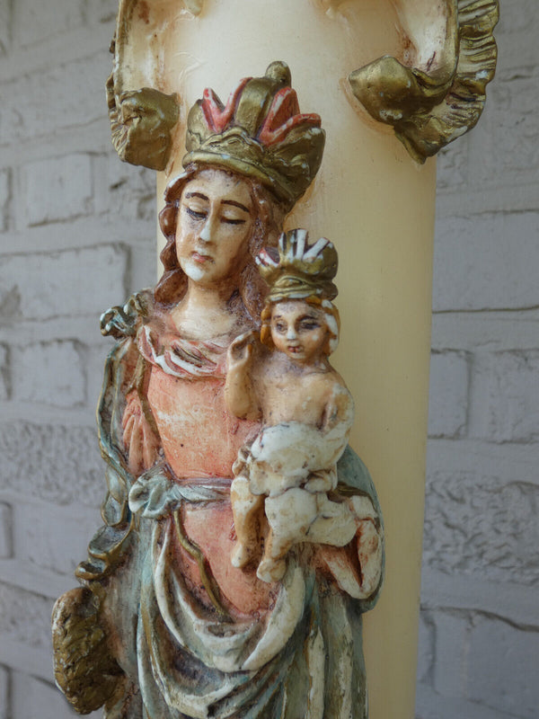 Rare Church altar wax candle MAdonna our lady tongeren Statue figurine