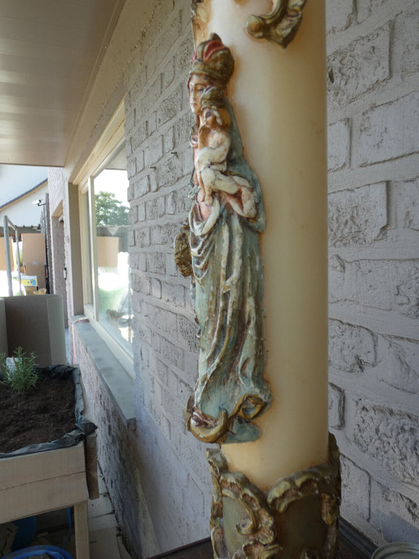 Rare Church altar wax candle MAdonna our lady tongeren Statue figurine