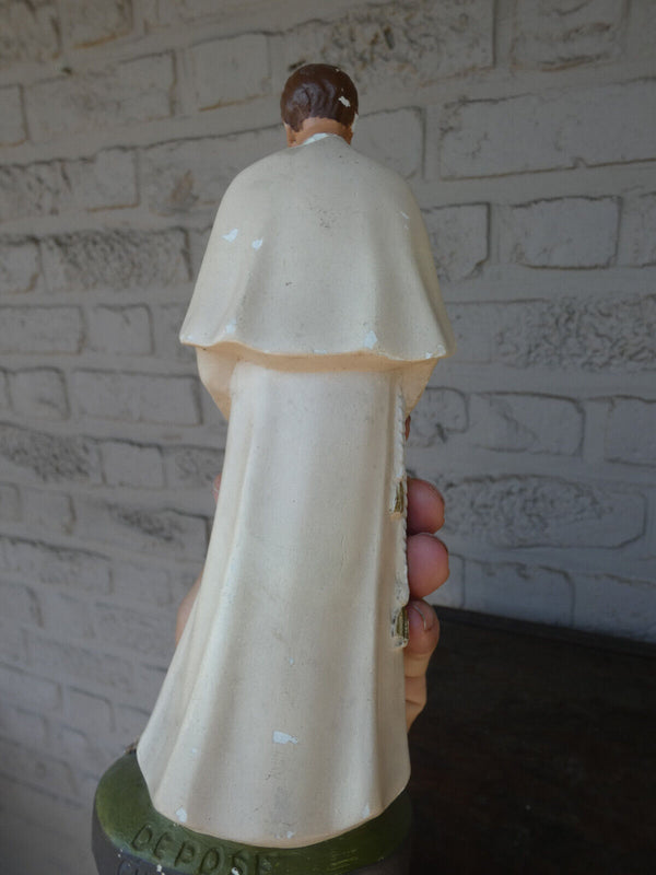 Antique Flanders Ceramic chalk statue father damiaan damien figurine religious