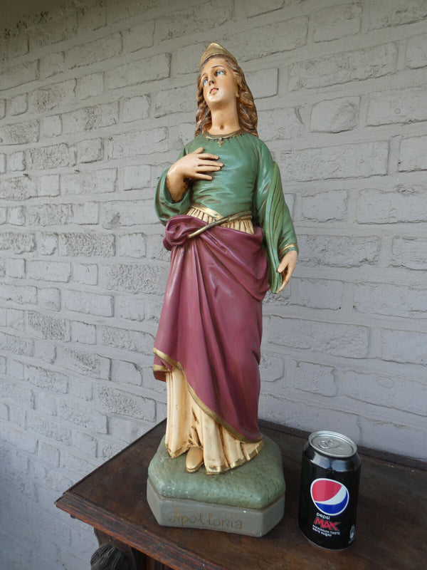 Antique French large Saint apollonia Religious statue figurine religious