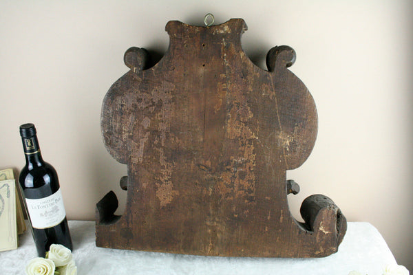 Old 1800 Religious Wood carved altar piece putti cherubs crucifix christ French