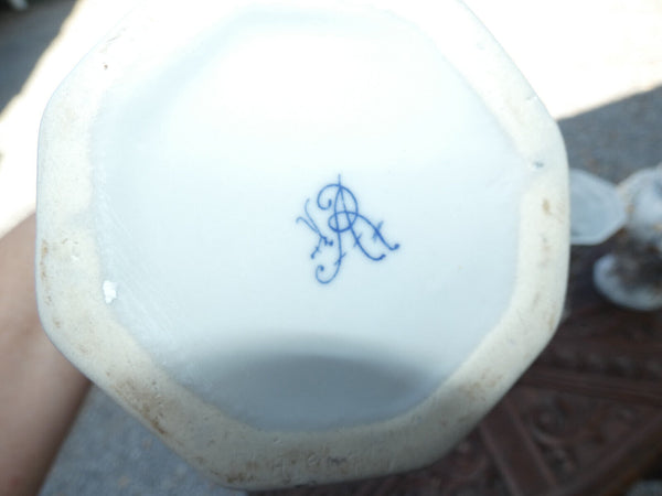 SEt 5 French faience marked Vases landscape decor dog lid