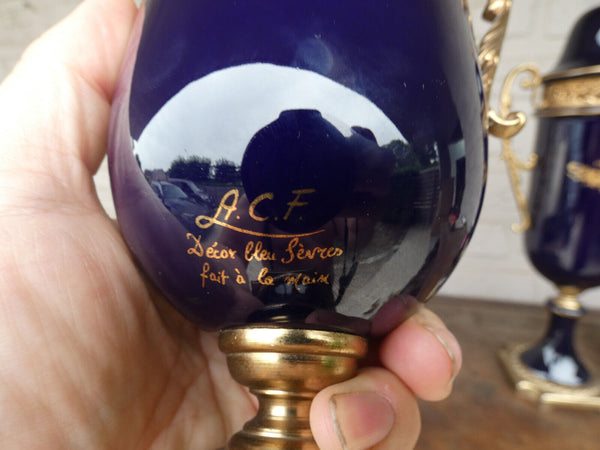 PAIR acf SEVRES porcelain marked Urn vases Victorian scene rare