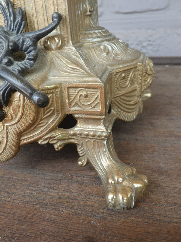 PAIR XL Green marble candelabras candle holders putti angels bronze