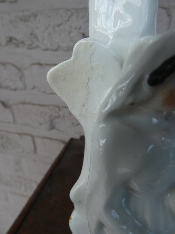 pair antique vieux brussels porcelain candlestick saint mary and joseph figurine