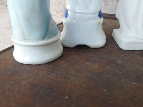 Set 5 antique french vieux paris porcelain figurine statue religious madonna