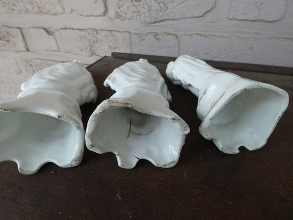 Set 3 antique french vieux paris porcelain figurine statue mary madonna