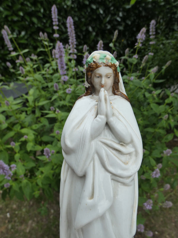 Antique french vieux paris porcelain madonna statue figurine religion