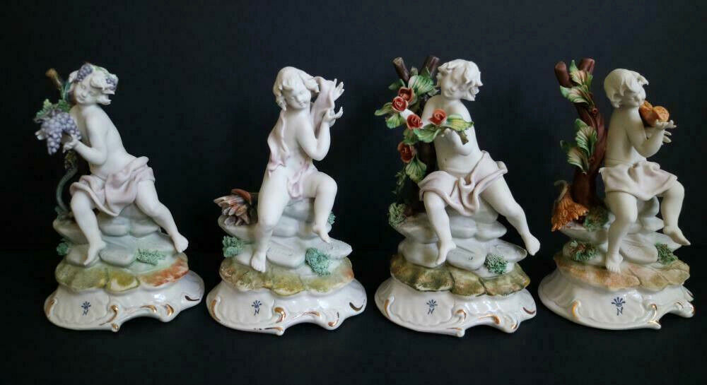 Set 4 season italian Capodimonte Franco marked porcelain figurine statue