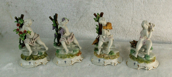 Set 4 season italian Capodimonte Franco marked porcelain figurine statue