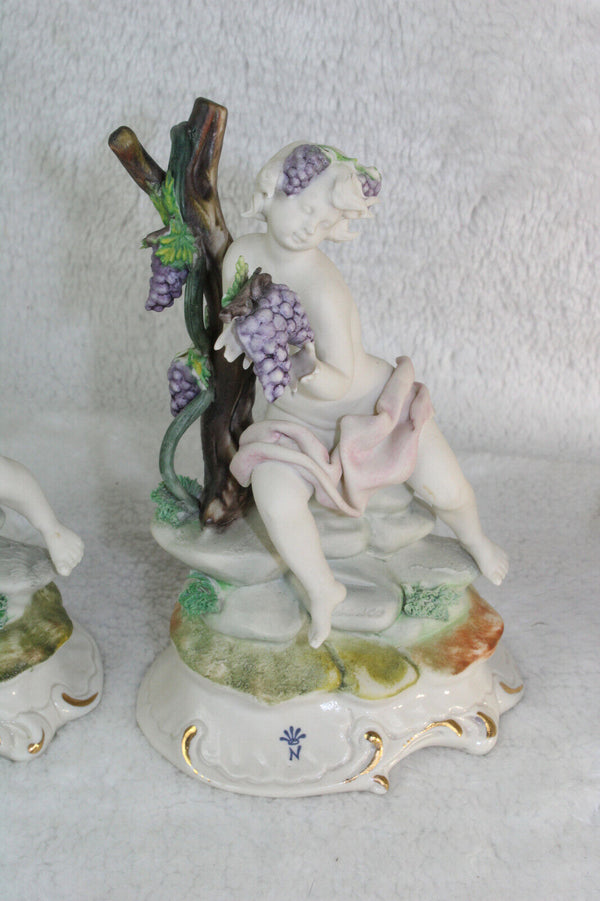 Set 4 season italian Capodimonte Franco marked porcelain figurine statue