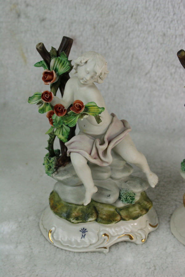 Set 4 season italian Capodimonte Franco marked porcelain figurine statue