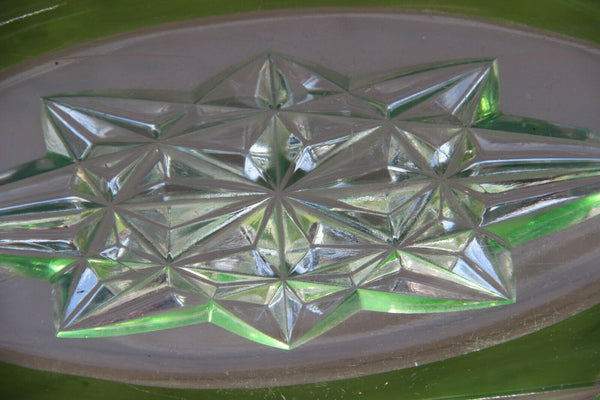 Majestical Czech bohamian Crystal glass Centerpiece bowl coupe Green