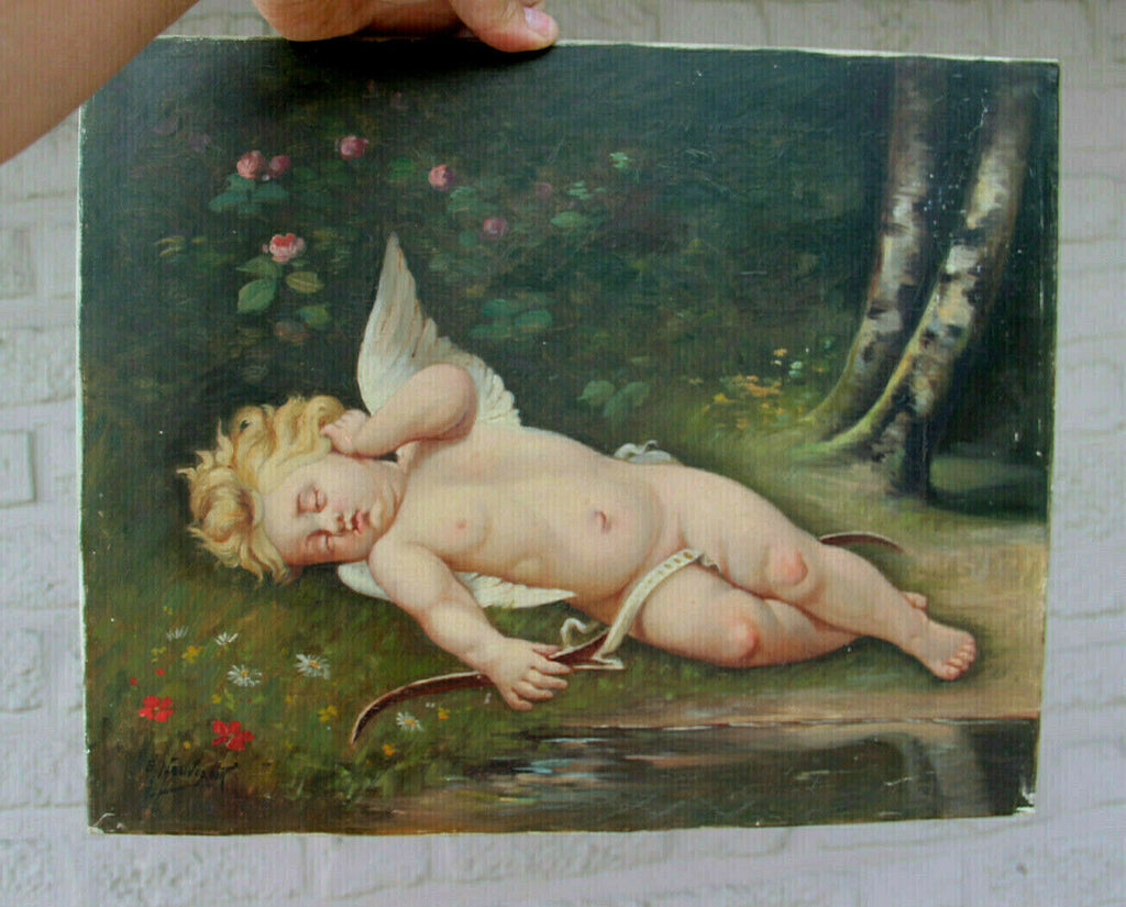 Modern Cherub Angel Original oil on store canvas signed M. Harding Artist