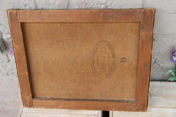 Antique Romantic oil on canvas putti cupido cherub angel painting signed