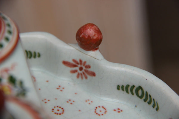 antique Ceramic pottery Boch keramis delft blue white inkwell marked floral