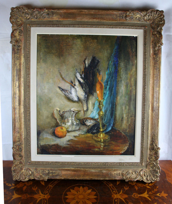 Still live Trophy Hunting hunt Oil on panel Signed Juliane Brouwers