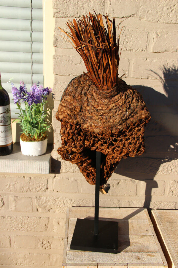 Chowke African Wood carved mask circa 1940-1950 on stand