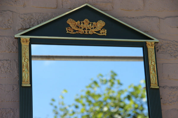 French bronze metal Empire design caryatid heads mirror