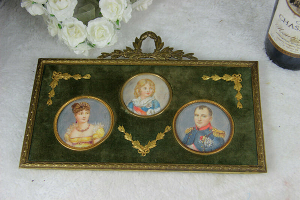 RARE antique 19thc napoleon III Miniature medaillon portrait napoleon family