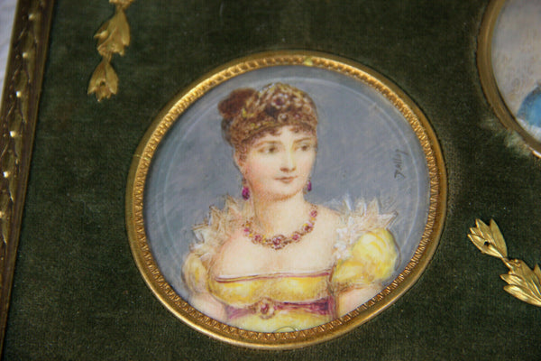 RARE antique 19thc napoleon III Miniature medaillon portrait napoleon family