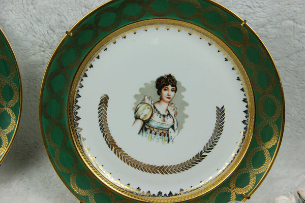 Set 3 French LIMOGES porcelain marked Plates Napeleon Josephine Aiglon portrait