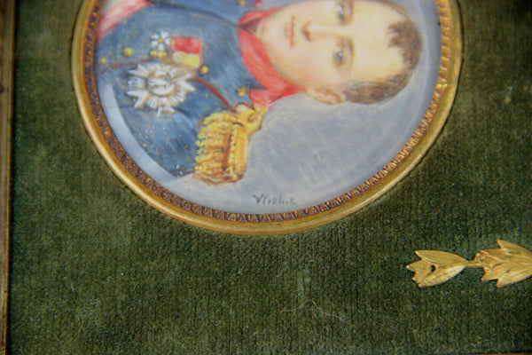RARE antique 19thc napoleon III Miniature medaillon portrait napoleon family