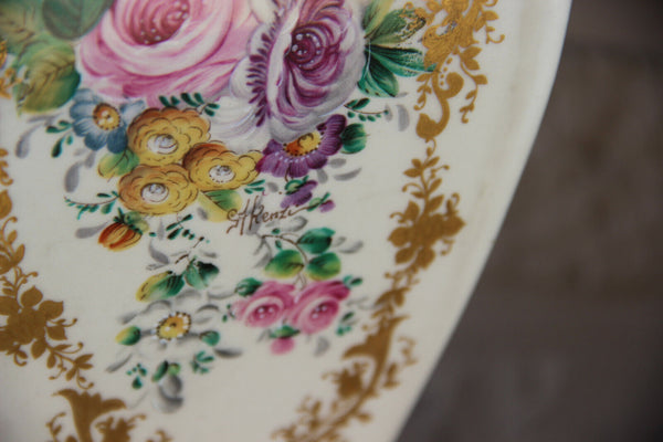 PAIR French porcelain Floral Decor Satyr Gothic head handles rare 1950