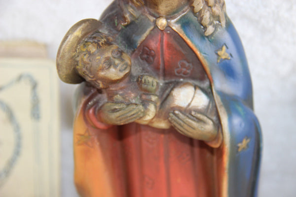 1930 Chalkware MAUCCI signed polychrome Madonna sculpture religious figurine