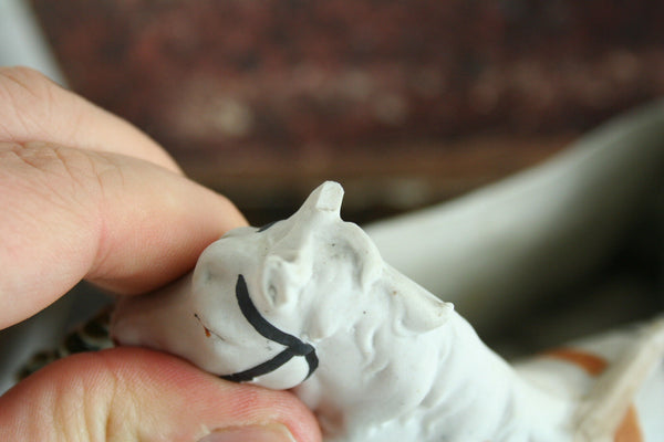 Gorgeous German antique bisque porcelain horse farm girl planter jardiniere