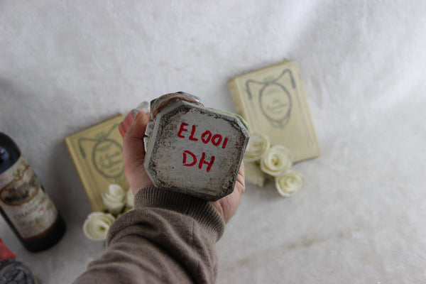 RARE French chalkware polychrome MAdonna SAINT Eloy Figurine statue church