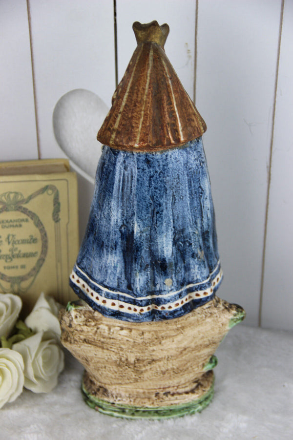 RARE Belgian Terracotta Antique 19thc polychrome MAdonna child figurine church