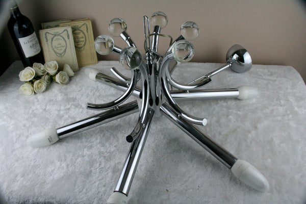 ususual 6 arm Mid-century 70's chrome Sputnik sunburst glass balls retro space