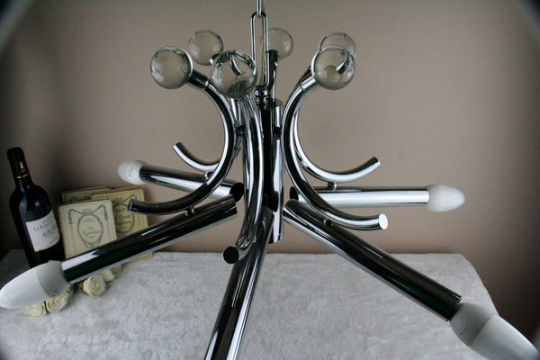 ususual 6 arm Mid-century 70's chrome Sputnik sunburst glass balls retro space