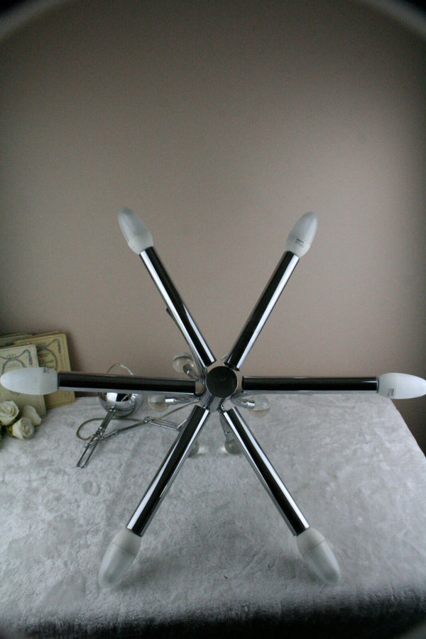 ususual 6 arm Mid-century 70's chrome Sputnik sunburst glass balls retro space