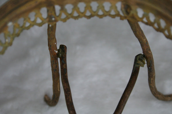 French Rare Dragon gothic Brass cave box blue LEGRAS glass set 1899