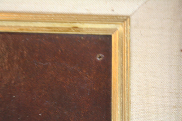 Dutch 60's Oil on cardboard painting dog still life signed