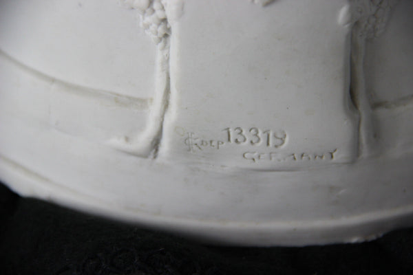 Antique German grafenthal marked bisque porcelain jardiniere planter putti lady