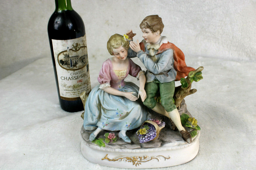 Gorgeous german vintage porcelain bisque Statue boy girl 1960